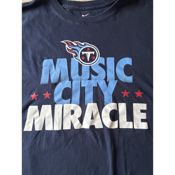 Tennessee Titans Music City Miracle T Shirt Nike Tee Sz Large Blue White Red - Picture 2 of 7